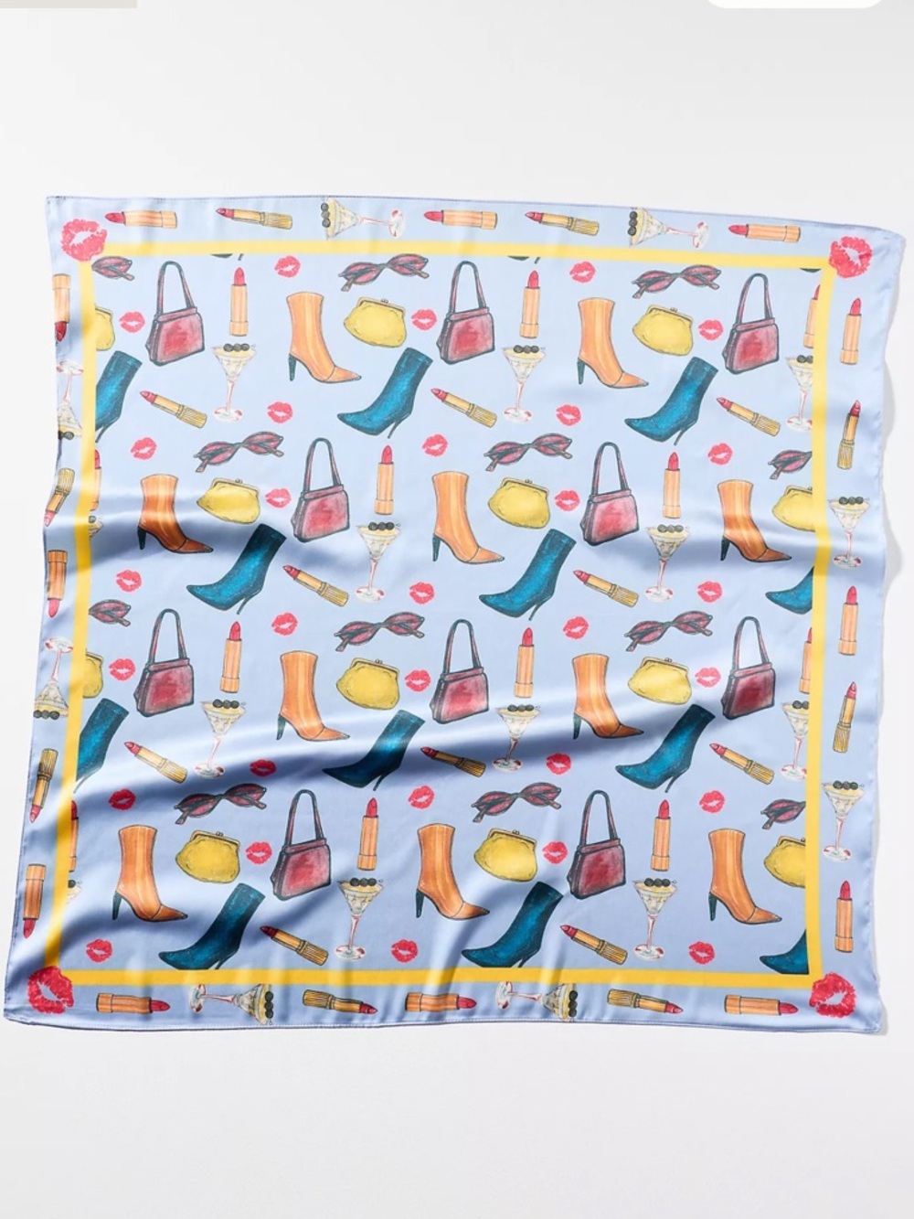 Anthropologie Nikki Ackerman Lipstick and Bag Print Scarf